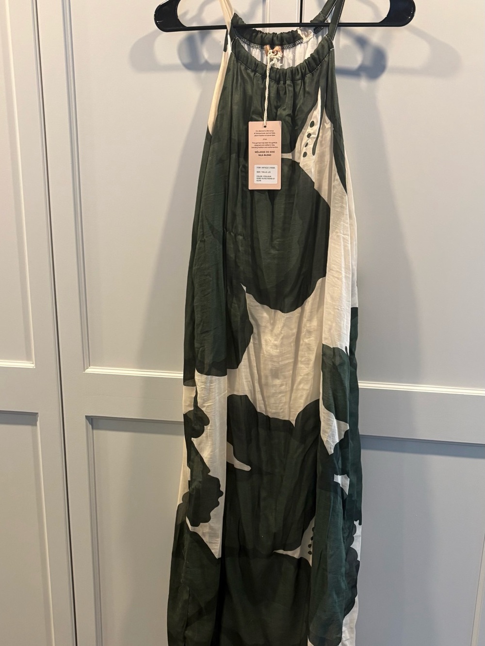 Olive & White Floral Halter Maxi Skirt